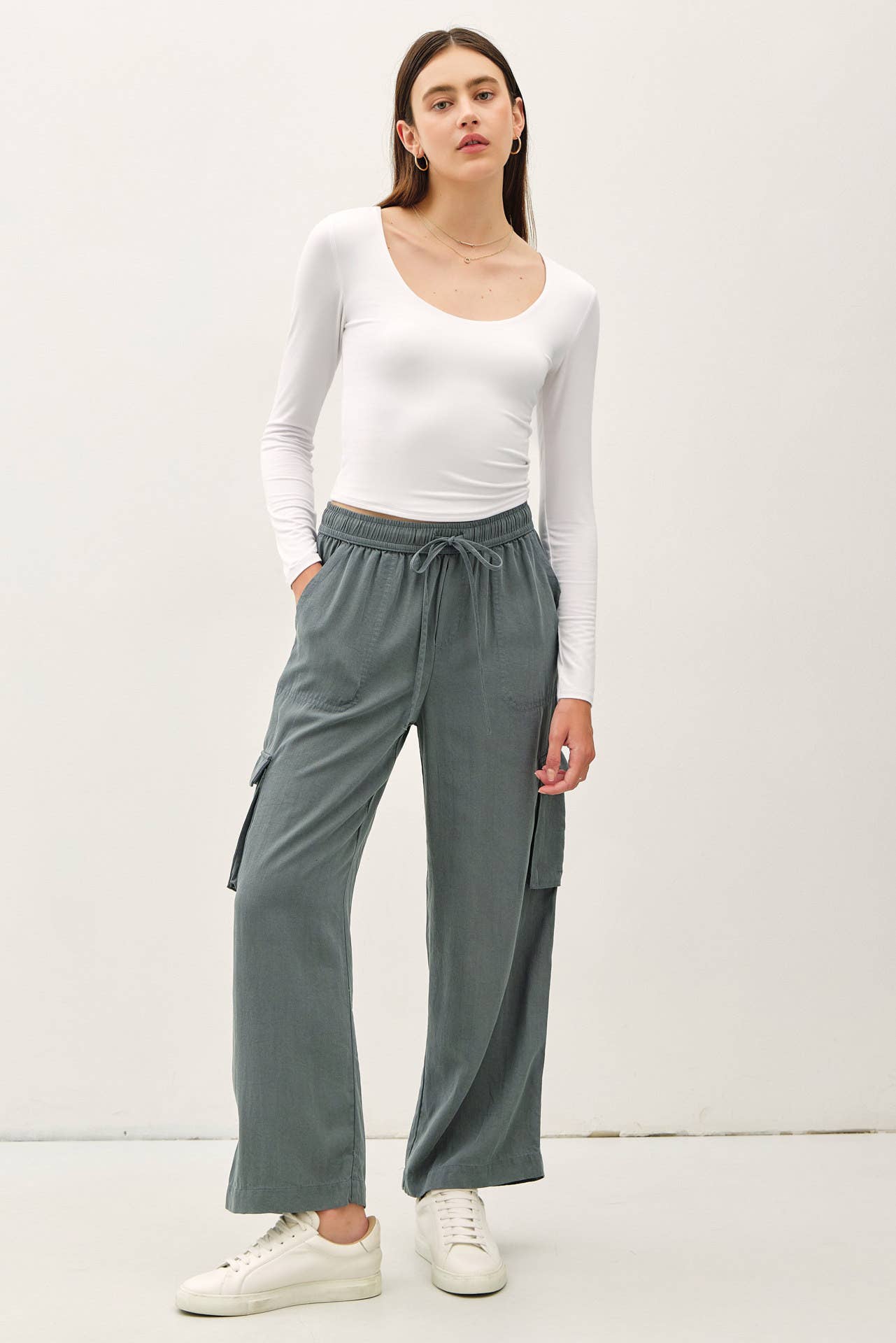 High Rise Wide Leg Cargo Pants