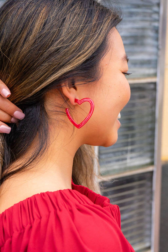 Heart Hoops- Red // Valentine's Earrings