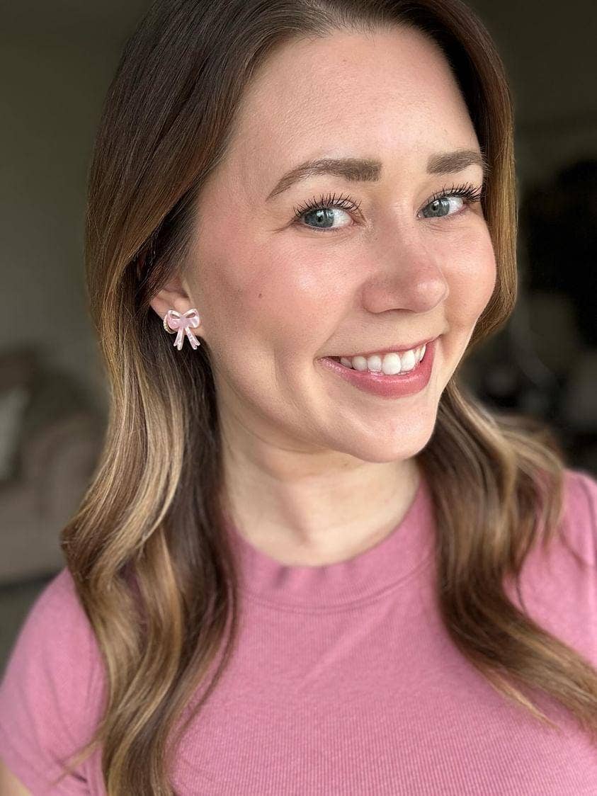 Bow Studs - Pink // Earrings, Gifts, Jewelry