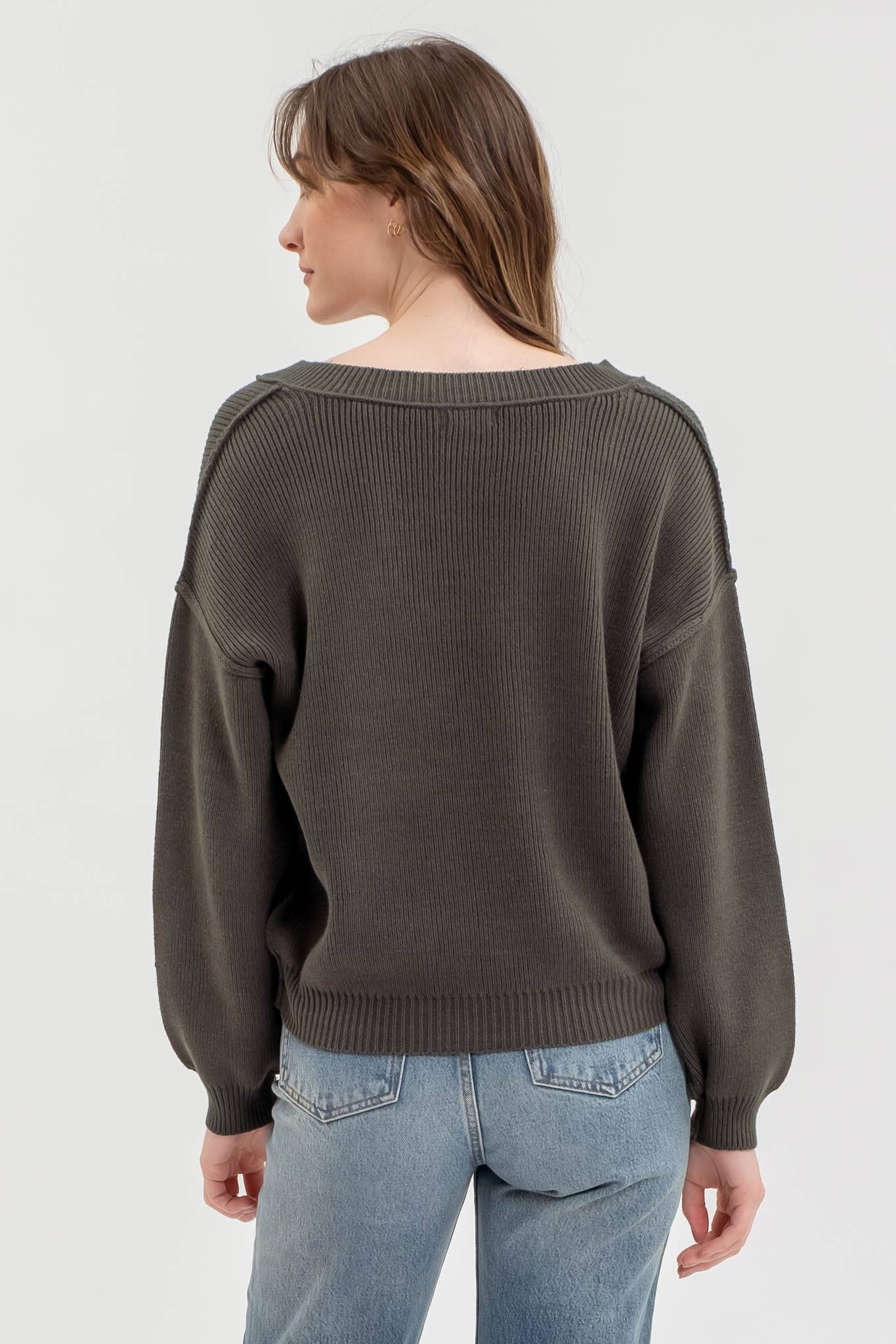 Exposed Seam V Sweater