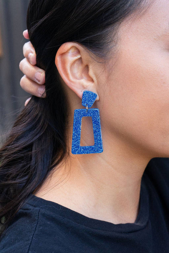 Avery Game Day Earrings - Blue Glitter