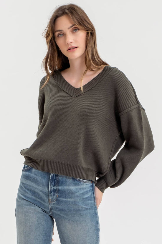 Exposed Seam V Sweater