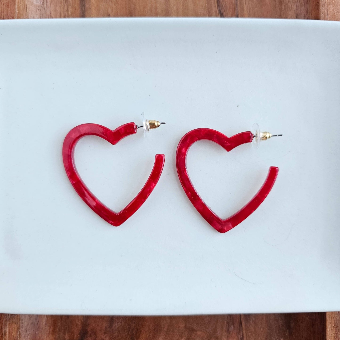 Heart Hoops- Red // Valentine's Earrings