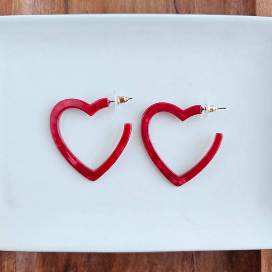 Heart Hoops- Red // Valentine's Earrings