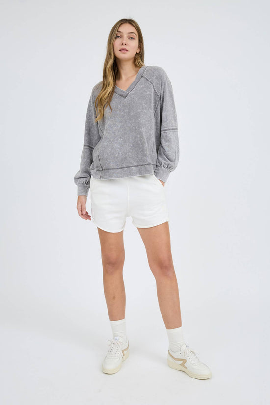 Seaside Washed V-Neck Knit Top