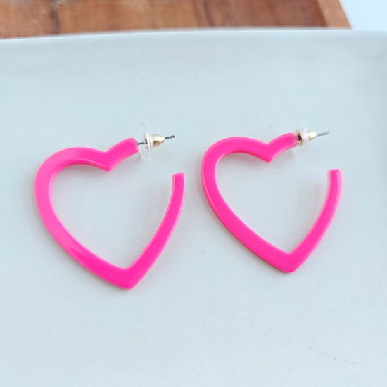 Heart Hoops - Ultra Pink // Valentine's Earrings