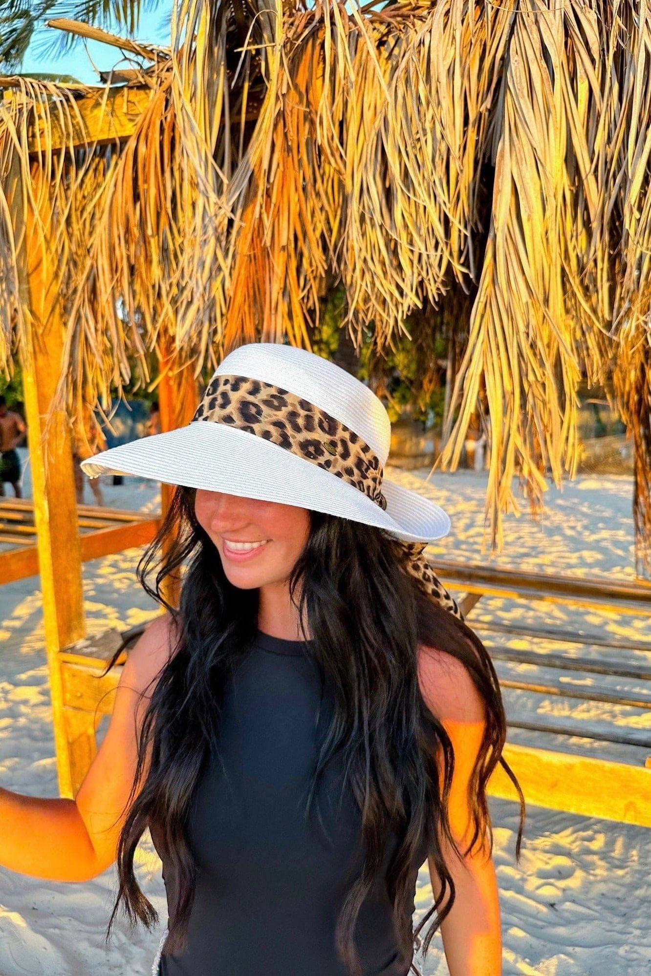 Leopard Print Rolled Sun Hat