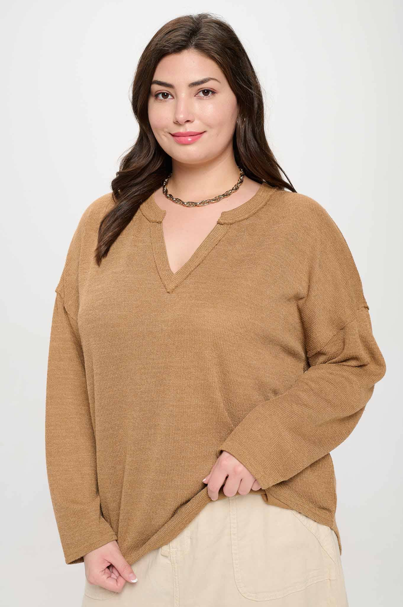 Everyday Notch Neck Curvy Top