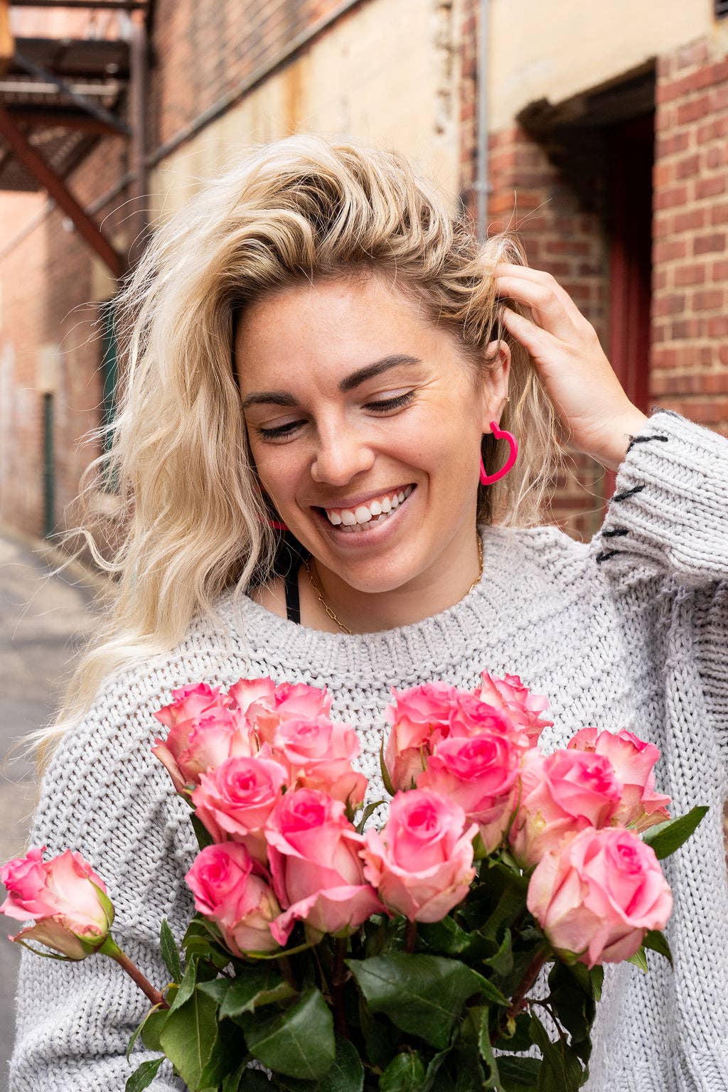 Heart Hoops - Ultra Pink // Valentine's Earrings