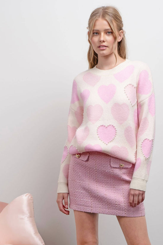 Sweetheart Pearl Knit Sweater