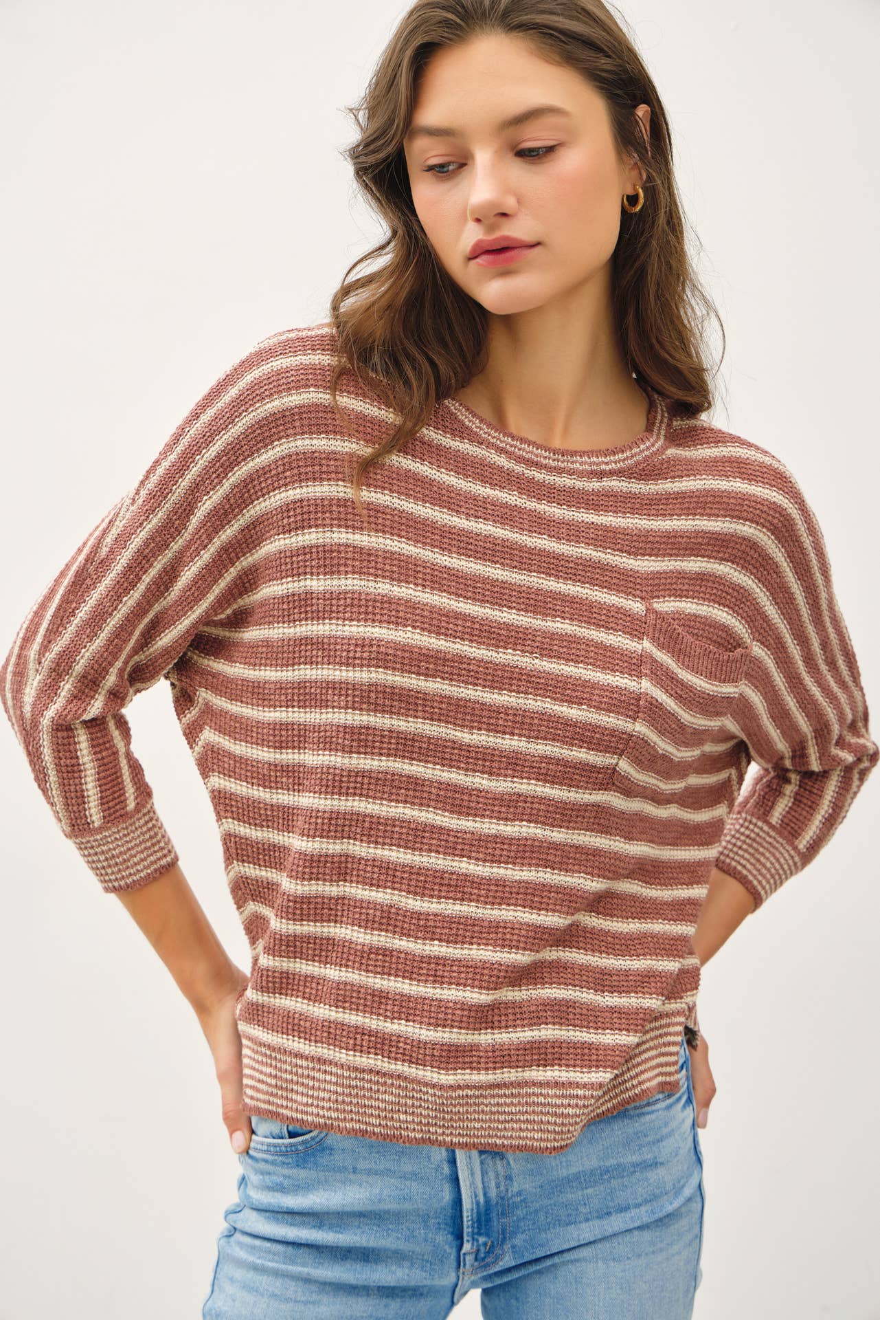 Striped Dolman Sleeve Sweater